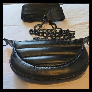 THINK ROYLN Elton Hobo Black Belt Bag with Zipper Closure
